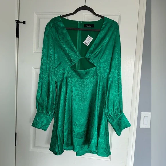 Akira Green Satin Dress - Picture 2 of 5